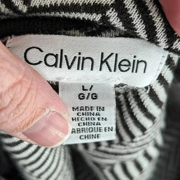 Calvin Klein Womens Sweater Houndstooth Large Pullover Cowl Neck Knit Texture - Picture 6 of 12